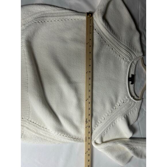 J. Crew White Pullover Sweater with Pointelle stitching Cotton size XL classic - Picture 7 of 11
